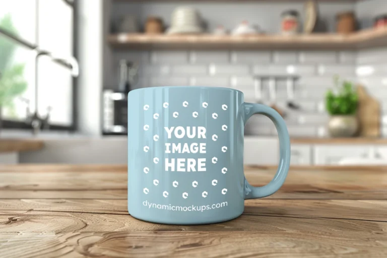 11oz Blank Light Blue Ceramic Coffee Mug Mockup Template