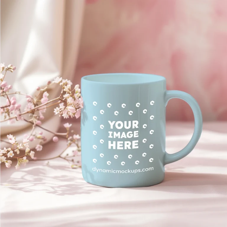 11oz Blank Light Blue Ceramic Coffee Mug Mockup Template