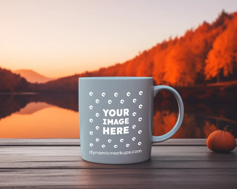 11oz Blank Light Blue Ceramic Coffee Mug Mockup Template