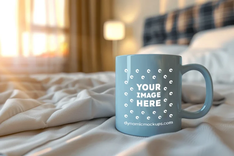 11oz Blank Light Blue Ceramic Coffee Mug Mockup Template