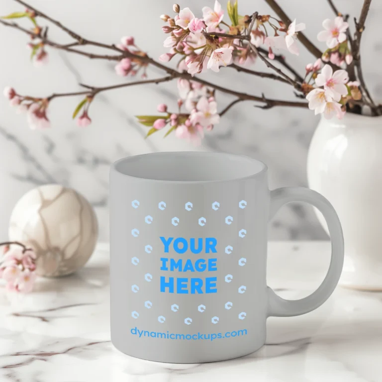 11oz Blank Light Gray Ceramic Coffee Mug Mockup Template