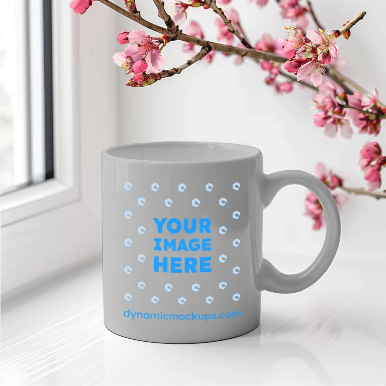 11oz Blank Light Gray Ceramic Coffee Mug Mockup Template