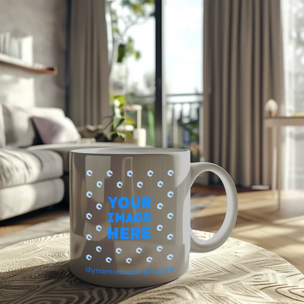 11oz Blank Light Gray Ceramic Coffee Mug Mockup Template