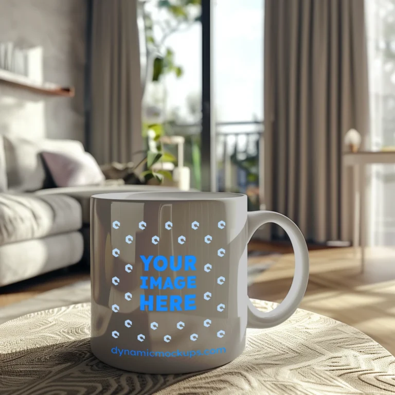 11oz Blank Light Gray Ceramic Coffee Mug Mockup Template