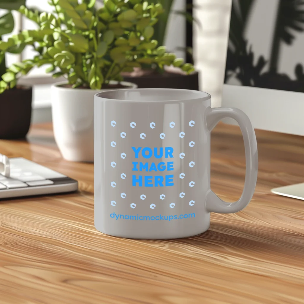 11oz Blank Light Gray Ceramic Coffee Mug Mockup Template