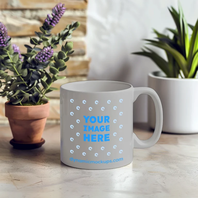 11oz Blank Light Gray Ceramic Coffee Mug Mockup Template