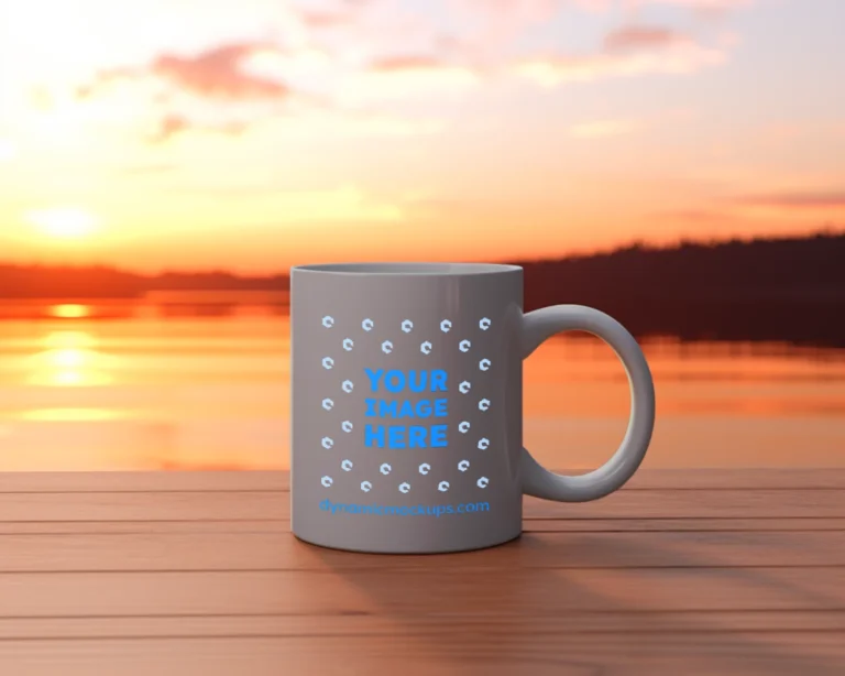 11oz Blank Light Gray Ceramic Coffee Mug Mockup Template