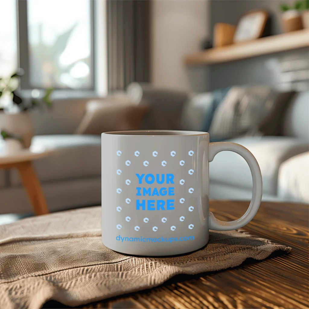 11oz Blank Light Gray Ceramic Coffee Mug Mockup Template