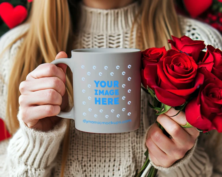 11oz Blank Light Gray Ceramic Coffee Mug Mockup Template