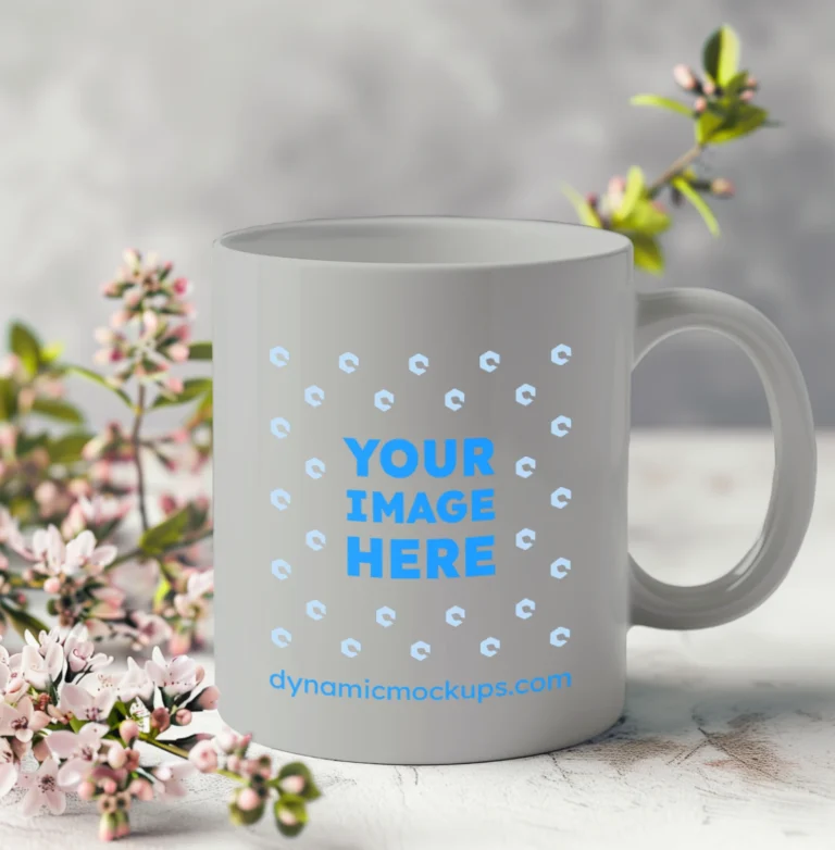 11oz Blank Light Gray Ceramic Coffee Mug Mockup Template