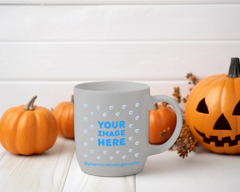 11oz Blank Light Gray Ceramic Coffee Mug Mockup Template