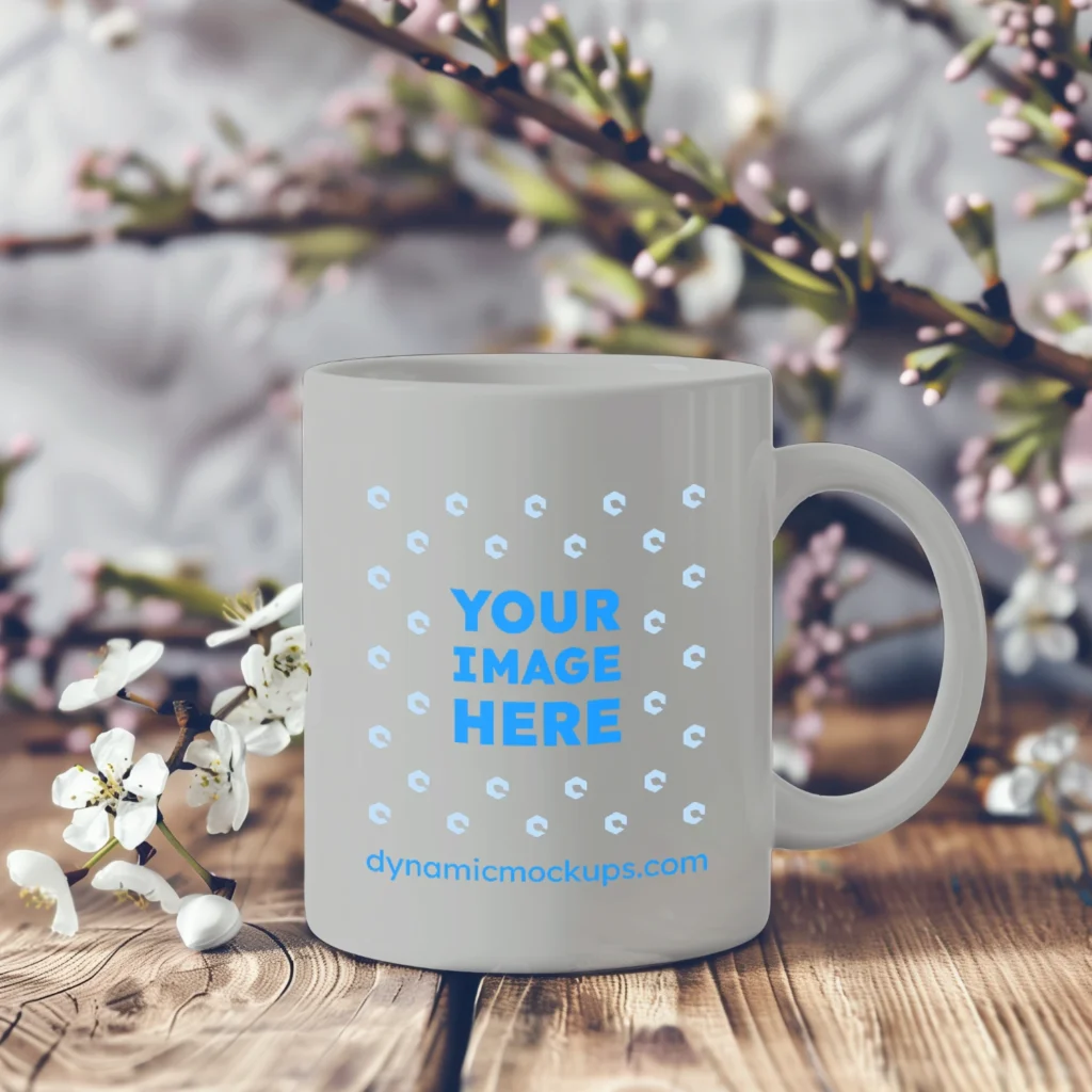 11oz Blank Light Gray Ceramic Coffee Mug Mockup Template