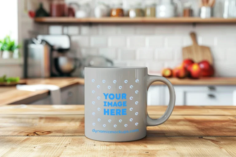 11oz Blank Light Gray Ceramic Coffee Mug Mockup Template