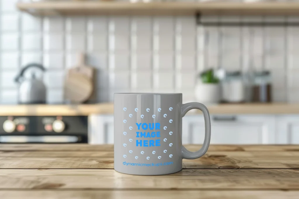 11oz Blank Light Gray Ceramic Coffee Mug Mockup Template