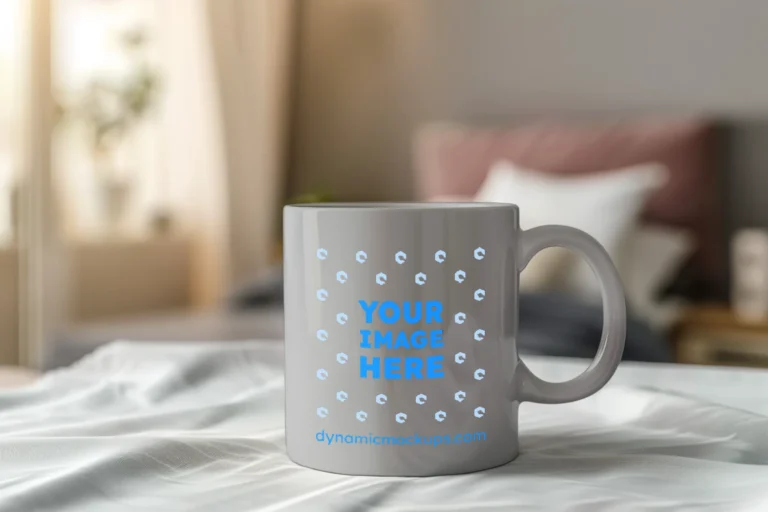 11oz Blank Light Gray Ceramic Coffee Mug Mockup Template