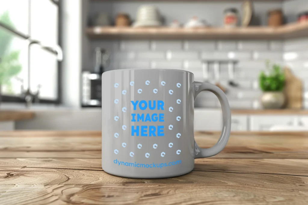 11oz Blank Light Gray Ceramic Coffee Mug Mockup Template