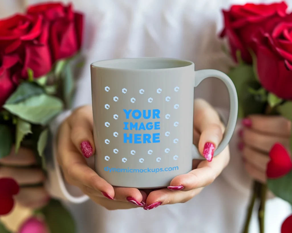 11oz Blank Light Gray Ceramic Coffee Mug Mockup Template