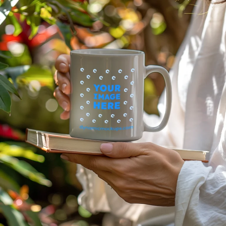 11oz Blank Light Gray Ceramic Coffee Mug Mockup Template