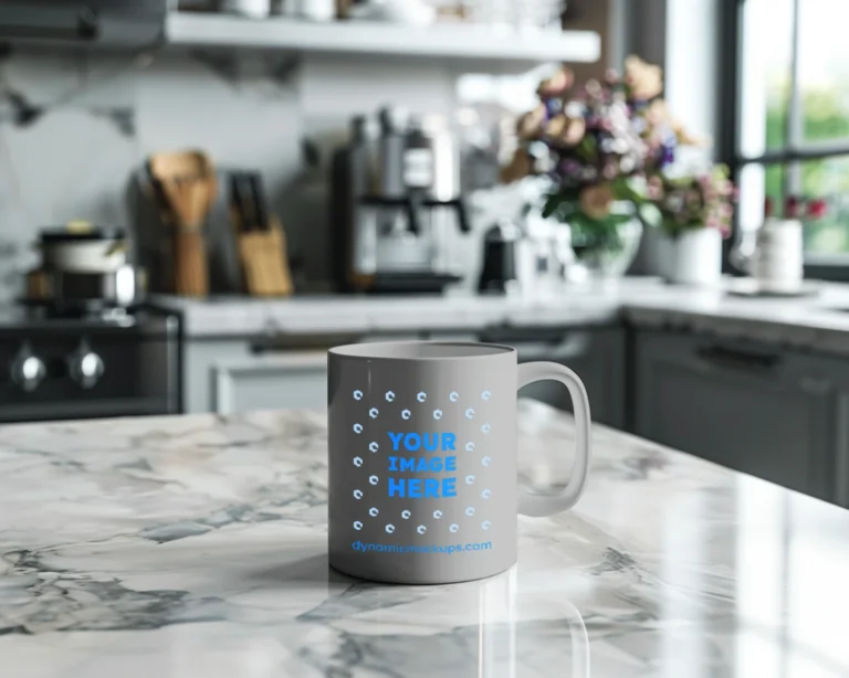 11oz Blank Light Gray Ceramic Coffee Mug Mockup Template