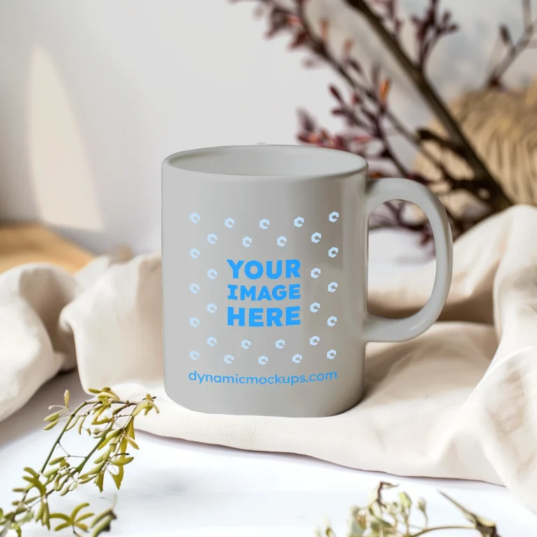 11oz Blank Light Gray Ceramic Coffee Mug Mockup Template