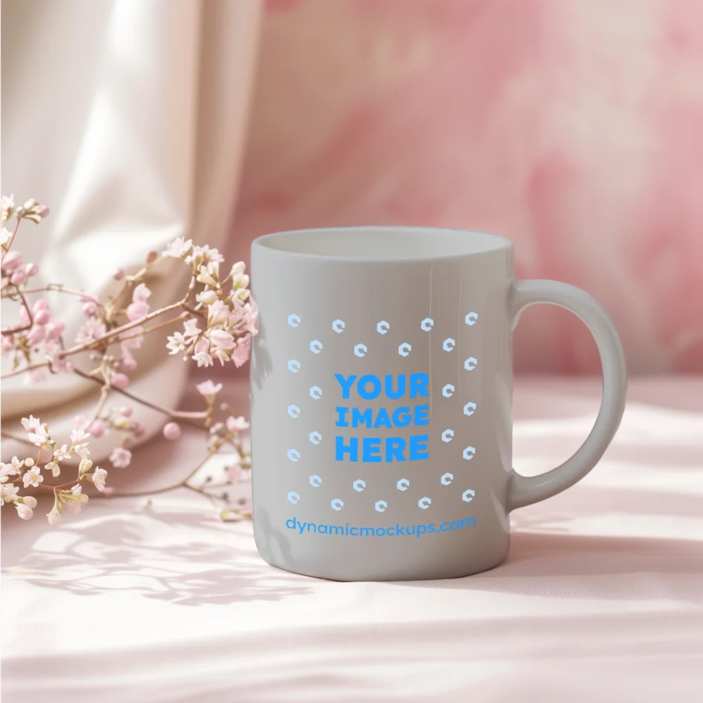 11oz Blank Light Gray Ceramic Coffee Mug Mockup Template