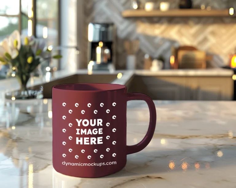 11oz Blank Maroon Ceramic Coffee Mug Mockup Template