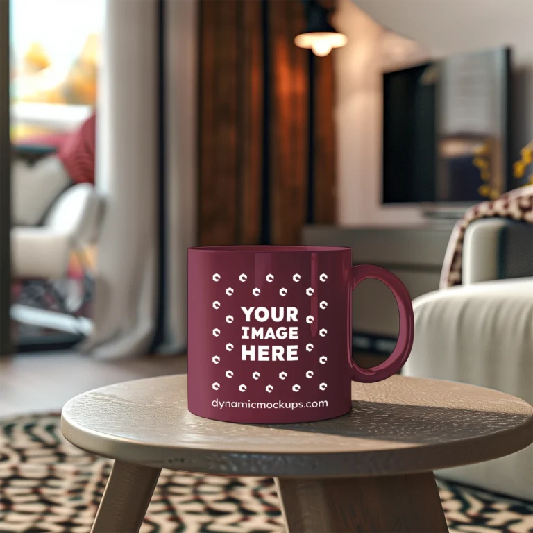 11oz Blank Maroon Ceramic Coffee Mug Mockup Template