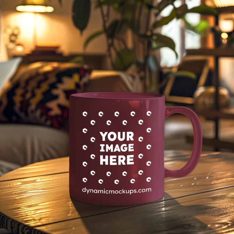 11oz Blank Maroon Ceramic Coffee Mug Mockup Template