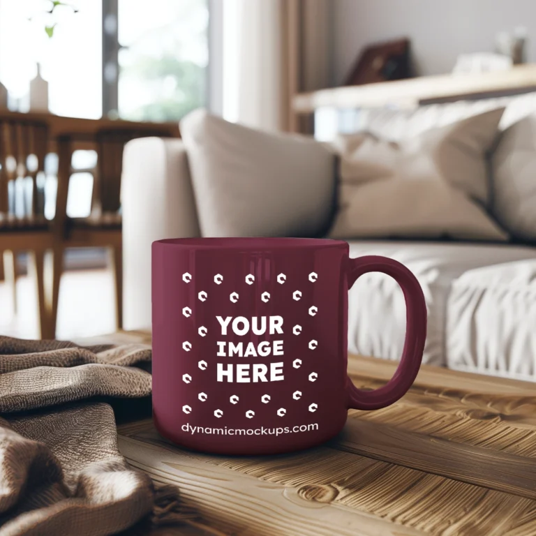 11oz Blank Maroon Ceramic Coffee Mug Mockup Template