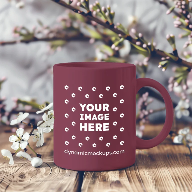 11oz Blank Maroon Ceramic Coffee Mug Mockup Template