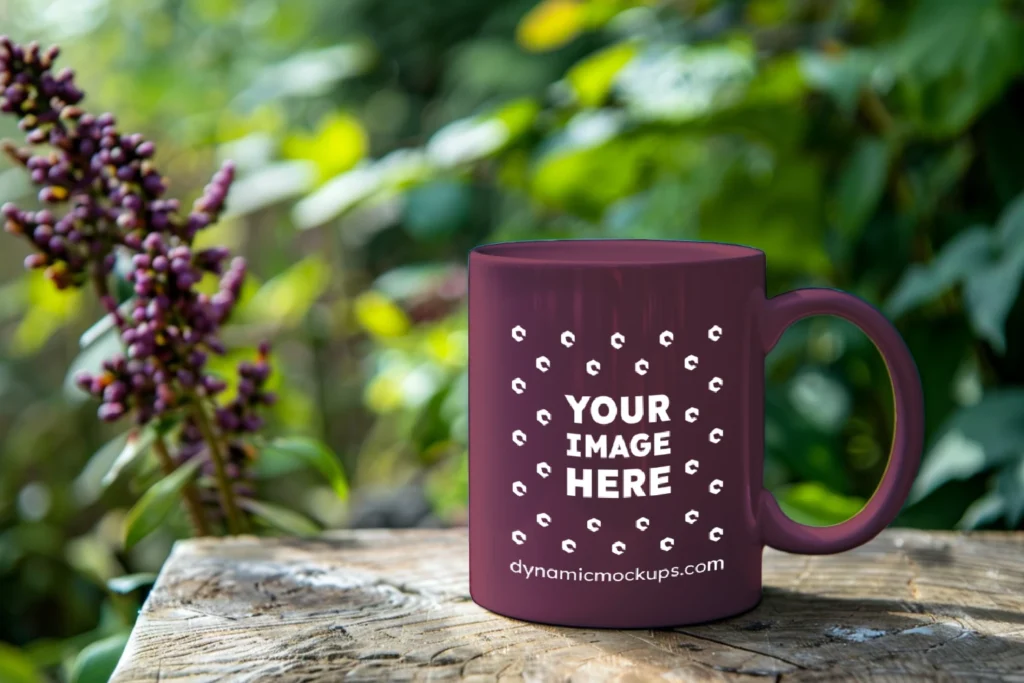 11oz Blank Maroon Ceramic Coffee Mug Mockup Template