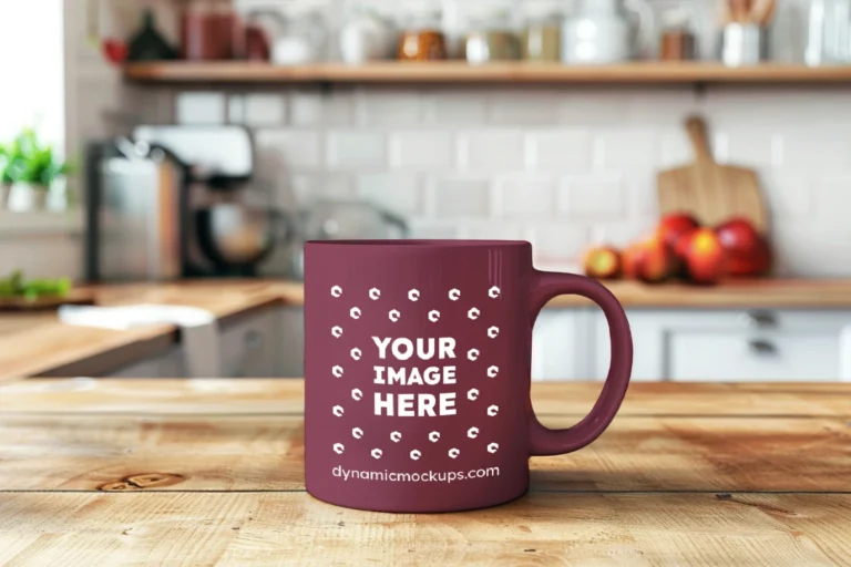 11oz Blank Maroon Ceramic Coffee Mug Mockup Template