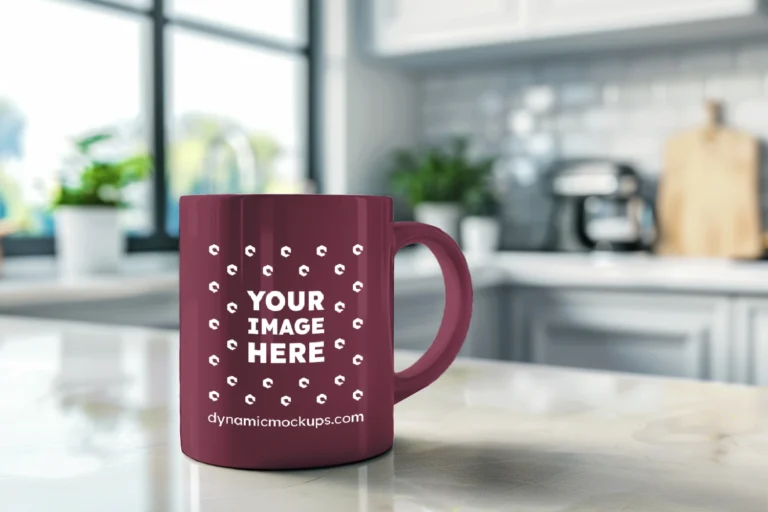 11oz Blank Maroon Ceramic Coffee Mug Mockup Template