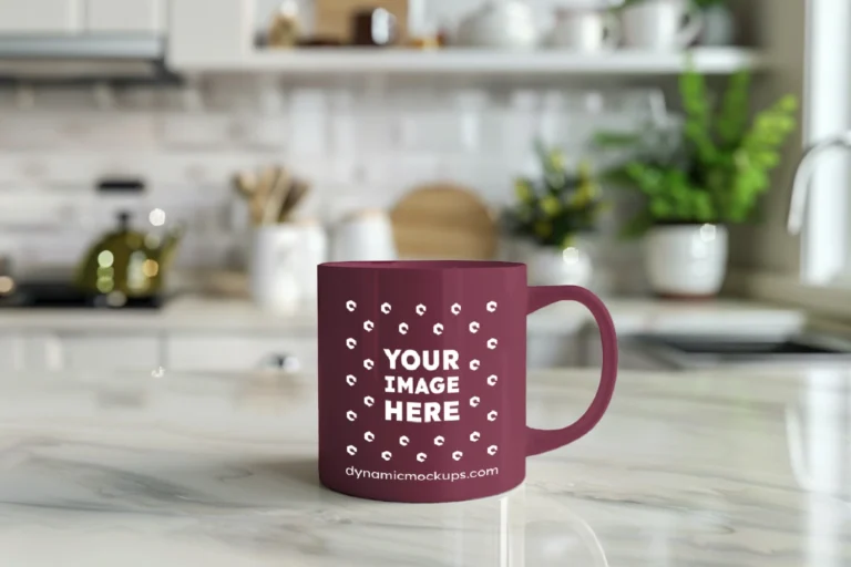 11oz Blank Maroon Ceramic Coffee Mug Mockup Template