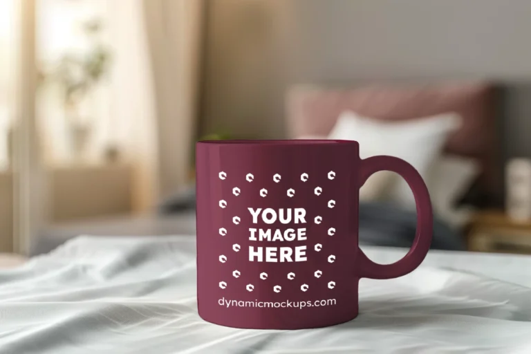 11oz Blank Maroon Ceramic Coffee Mug Mockup Template