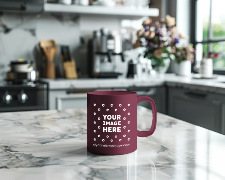 11oz Blank Maroon Ceramic Coffee Mug Mockup Template