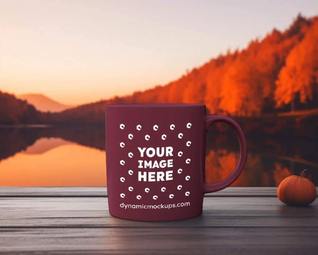 11oz Blank Maroon Ceramic Coffee Mug Mockup Template