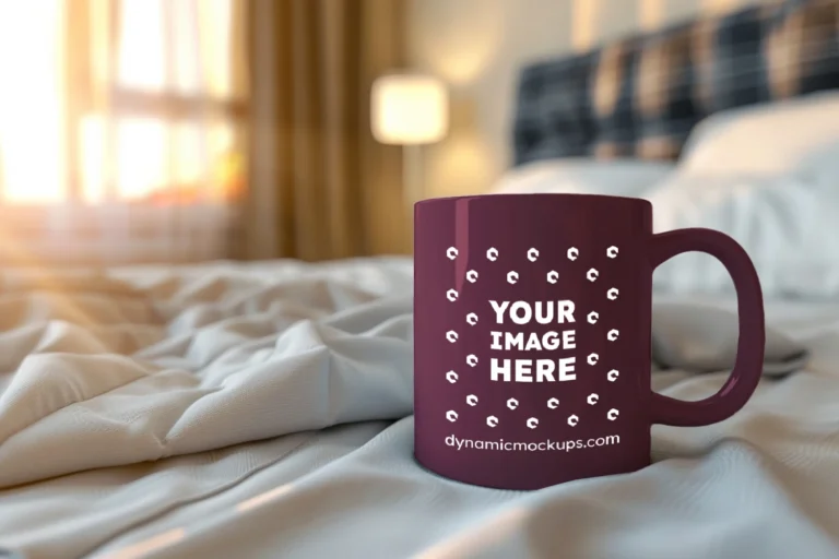 11oz Blank Maroon Ceramic Coffee Mug Mockup Template