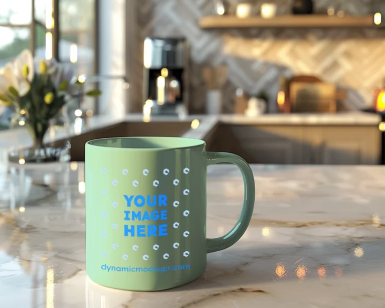 11oz Blank Mint Ceramic Coffee Mug Mockup Template