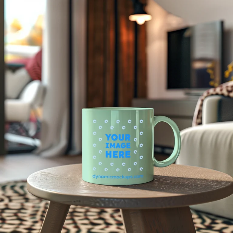 11oz Blank Mint Ceramic Coffee Mug Mockup Template