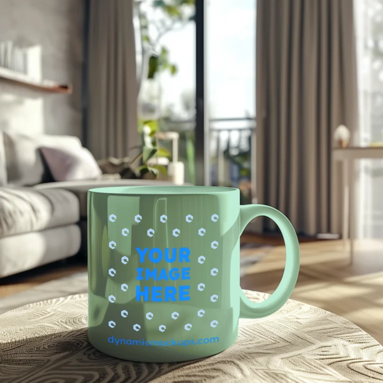 11oz Blank Mint Ceramic Coffee Mug Mockup Template