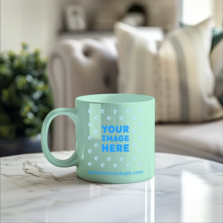 11oz Blank Mint Ceramic Coffee Mug Mockup Template