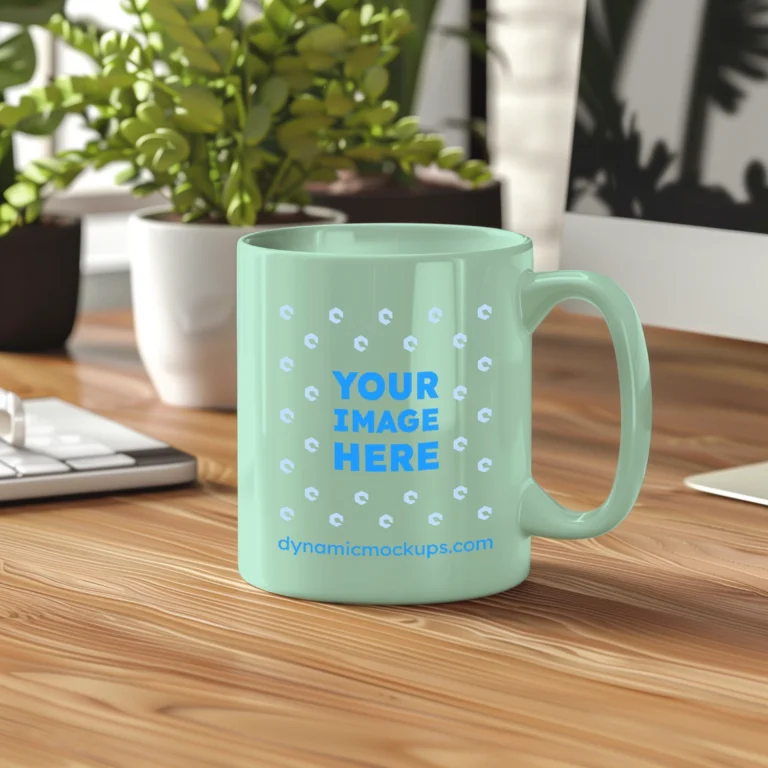 11oz Blank Mint Ceramic Coffee Mug Mockup Template