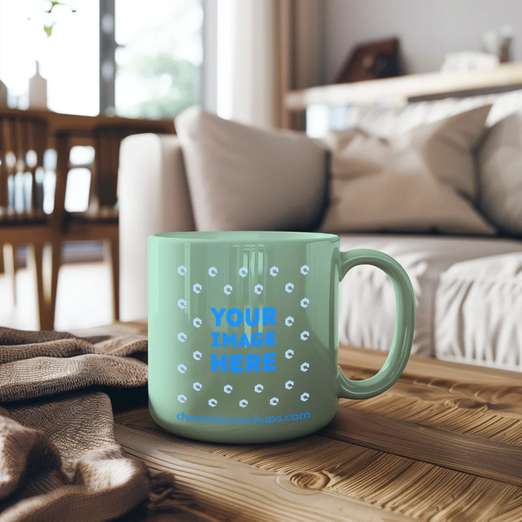 11oz Blank Mint Ceramic Coffee Mug Mockup Template