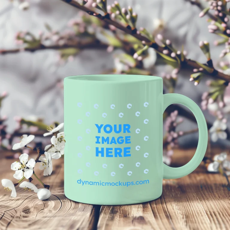 11oz Blank Mint Ceramic Coffee Mug Mockup Template