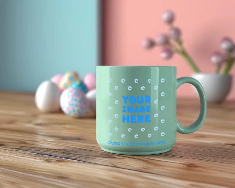 11oz Blank Mint Ceramic Coffee Mug Mockup Template