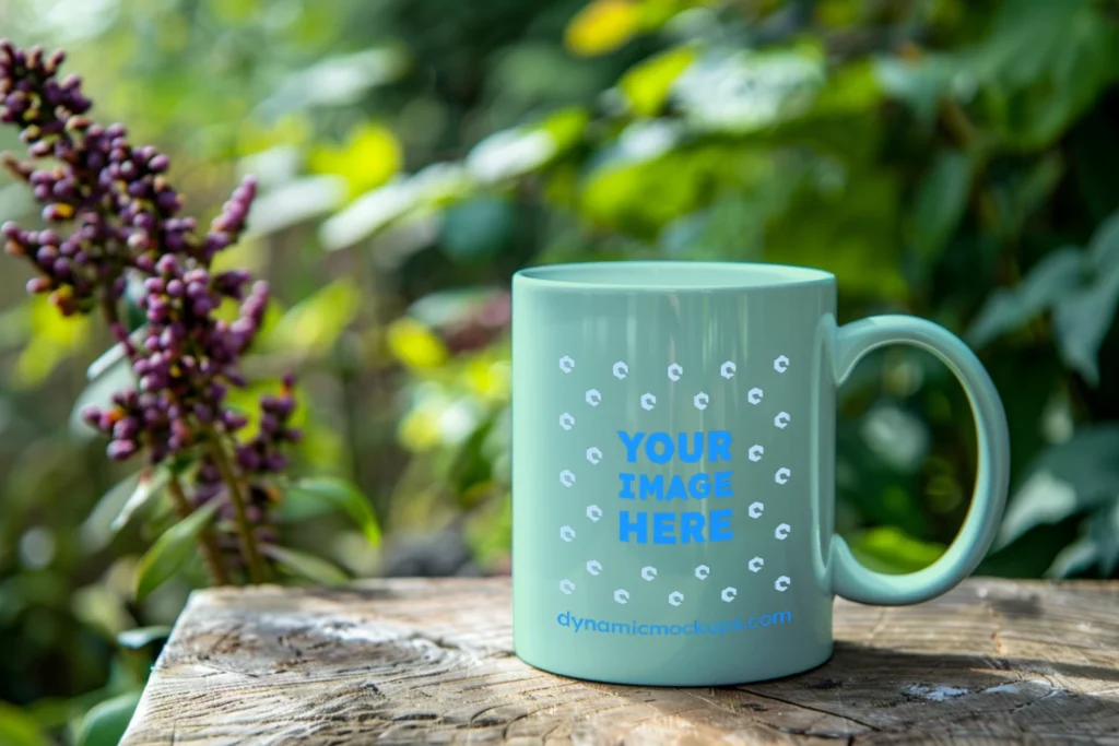 11oz Blank Mint Ceramic Coffee Mug Mockup Template