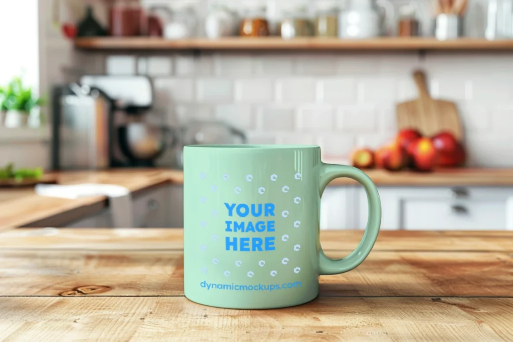 11oz Blank Mint Ceramic Coffee Mug Mockup Template