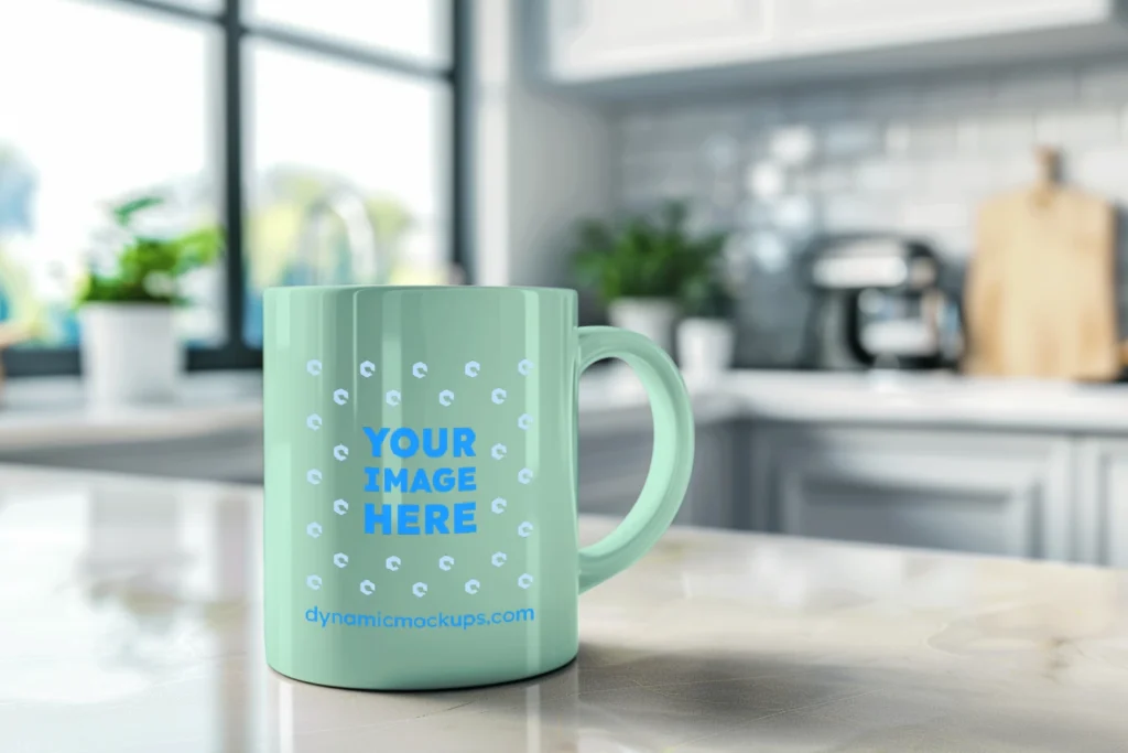 11oz Blank Mint Ceramic Coffee Mug Mockup Template