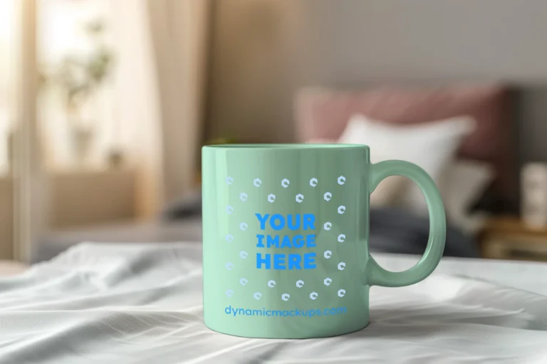 11oz Blank Mint Ceramic Coffee Mug Mockup Template